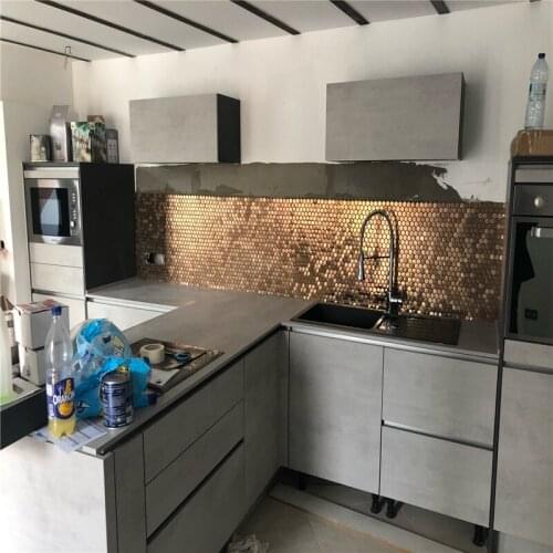 Rose Gold Brushed Metal Mosaic tile, Stainless Steel Hexagon Mosaic Tile for background wall decorative