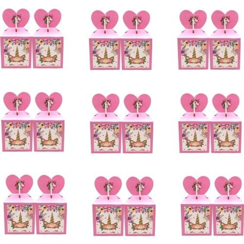Cartoon Pink Unicorn Theme Party Supplies Gift Candy Box Favor Baby Shower Decoration Event Party Favor Gender Reveal Gift Boxes