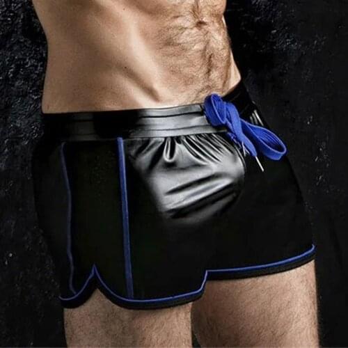2021 Summer Hot Shorts Mens Sexy Latex Shorts Mens Casual Shorts Beach Shorts Large Size Punk PU Leather Slim Trousers