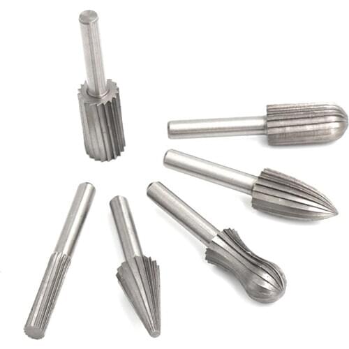 1/4inch Shank Wood Carving HSS Rotary Burrs Electric Drill Bits Set woodworking face milling cutter engraving milling cutter