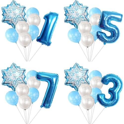 Snowflake Number Balloon Set Birthday Theme Party Number Ballons Ice snow Party Christams Xmas Helium Globos Decor Supplies