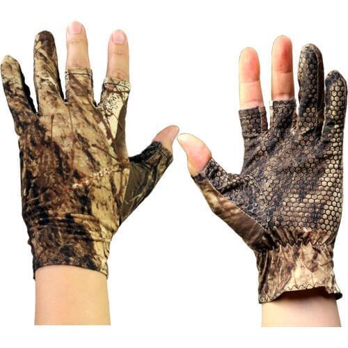 Anti-Slip Fishing Gloves Breathable Camo Glove Fishing Tackle Equipment Three Finger Out Glove Non-slip Fishing Gloves For Men