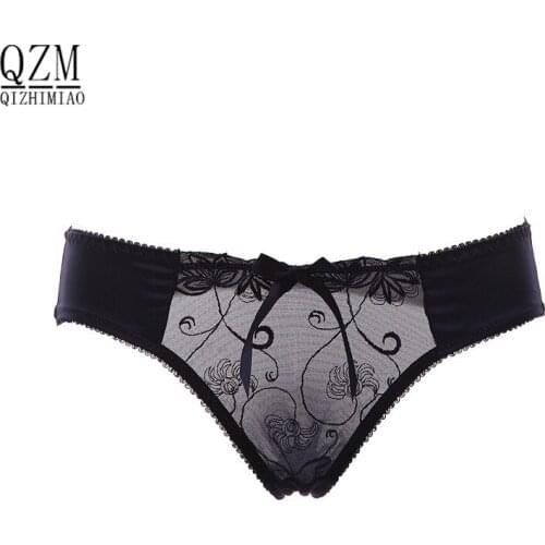 QIZHIMIAO New Arrival Women Lace Sexy Lingerie Panties Flower Embroidered Patterned Seamless Underwear 3 pieces / lot