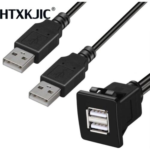 New USB2.0 Flush Mount Cable 1M/2M Double/Single USB Port Extension Flush Dashboard Panel Mount Cable for Car Boat Motorcycle