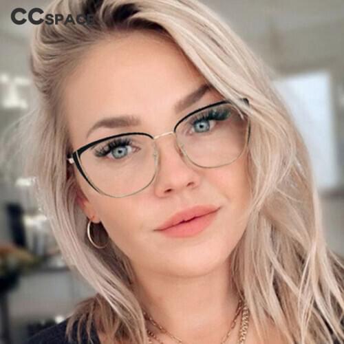 48286 Cat Eye Anti Blue Light Optical Glasses Frames Metal Women Men TR90 Fashion Computer Eyeglasses