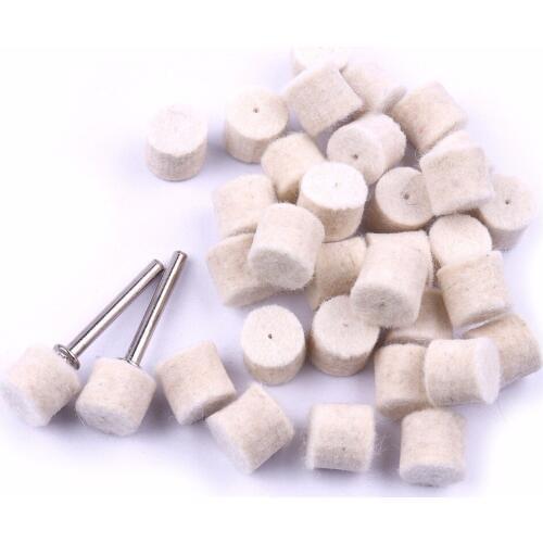 Wholesale 100 Pcs Diameter 13 mm Wool Polishing Wheel with 2 Pcs Clamp Shank Rod For Grinding Carving & Polishing Wood Jade