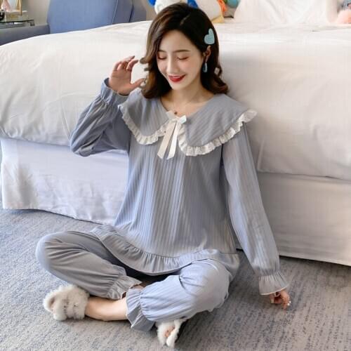 Princess Style Pajamas WomenS Spring Autumn Cotton Long Sleeves Thin Style Home Service Summer Sweet Lovely Doll Collar Suit