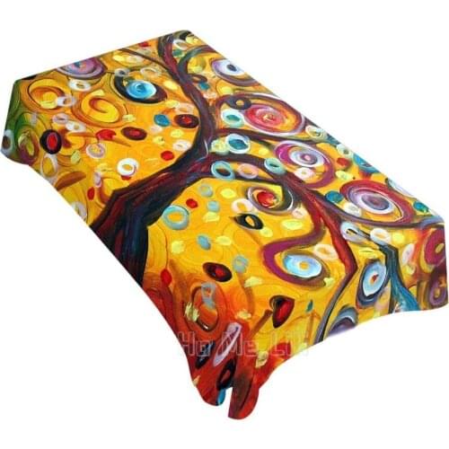 Rectangle Table Cloths Tree Art Tree Of Life Colorful For Dining Bbq Picnic Coffee Table