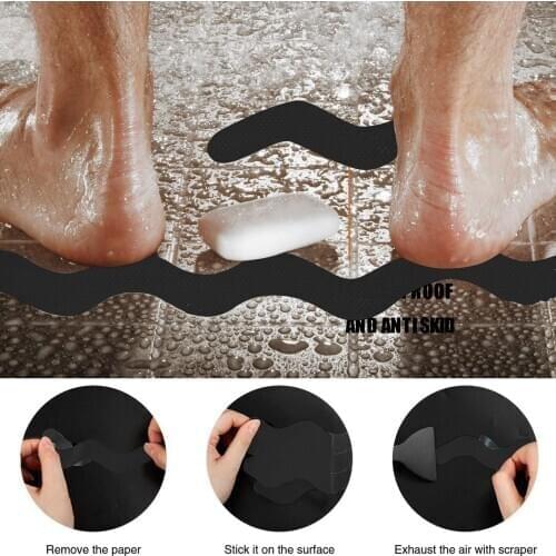 With Silica Gel Scraper With Premium Scraper Safety Bathtub Strips Bathroom Black Gray Translucent Pink Blue Adhesive Decals