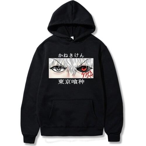 Japanese Anime Tokyo Ghoul Kaneki Eyes Horror Printed Hoodies Sweatshirt Cozy Cartoon Tops Pullovers Hooded Sweatshirts