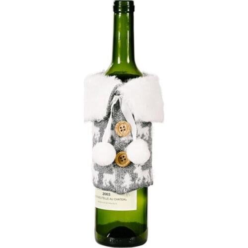 Protective Nordic Style Christmas Button Coat Wine Bottle Covers for Home