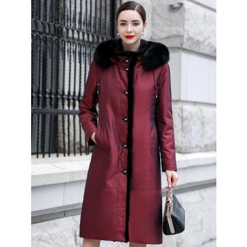 Natural Rabbit Liner Parka Fox Mink Fur Collar Long Jackets Winter Jacket Women Warm Overcoat Plus Size MY3955