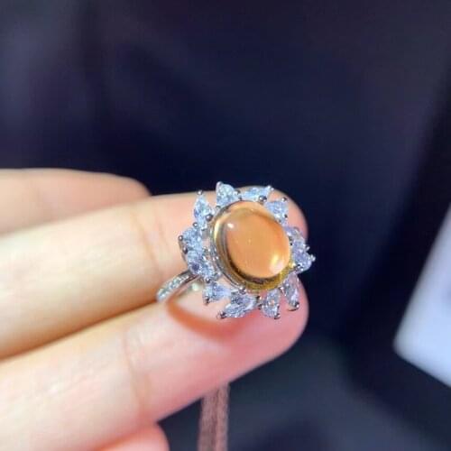 Newest style charming /yellow citrine ring for women jewelry real 925 silver good color natural stone party gift birthstone