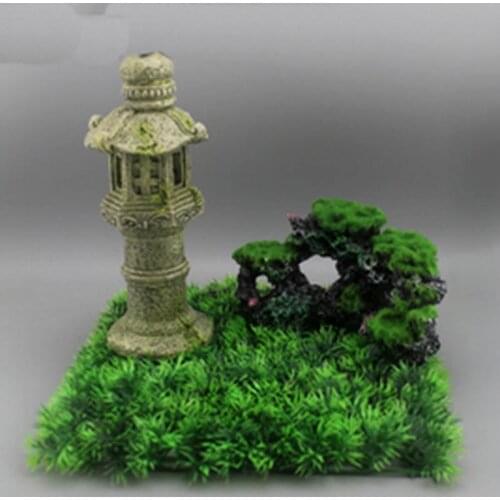 1/6th Japanese Style Stone Lamp Abandoned Ancient Temple Rock Grass Scene Model For mini soldier accessories