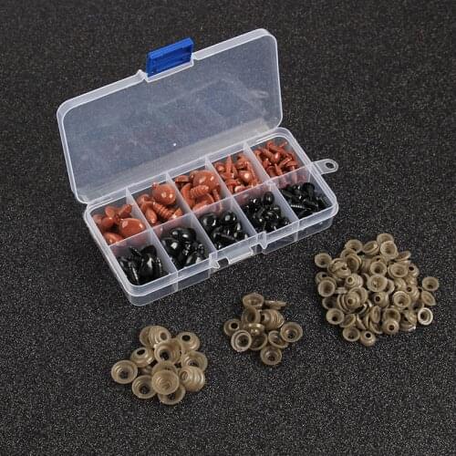 1 Box (130pcs) 8~17mm Black and Brown Plastic Safety Nose D-type for Doll Teddy Puppet Making Noses Accessories