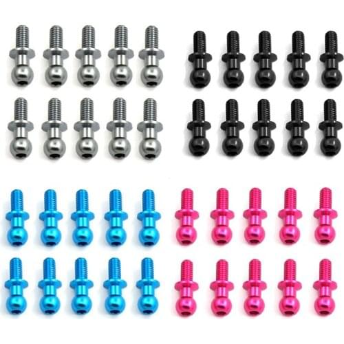 10Pcs M3 Metal Hex Ball Head Screws for Tamiya TT01 TT02 Sakura D5 1/10 RC Drift Car Spare Parts Universal