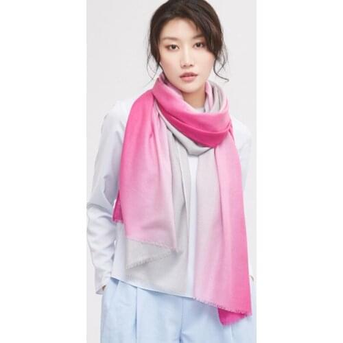 100% Wool Shawl Luxury Brand 80S Wool Gradient Color Scarf Thin And Soft Cashmere scarves women&Men Winter Keep Warm shawls