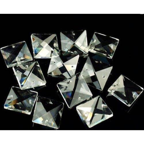 120pcs 22mm X 22mm 2 HOLES MEC SQUARE CRYSTAL BEAD PRISM CHANDELIER LAMP SHIPPING FREE