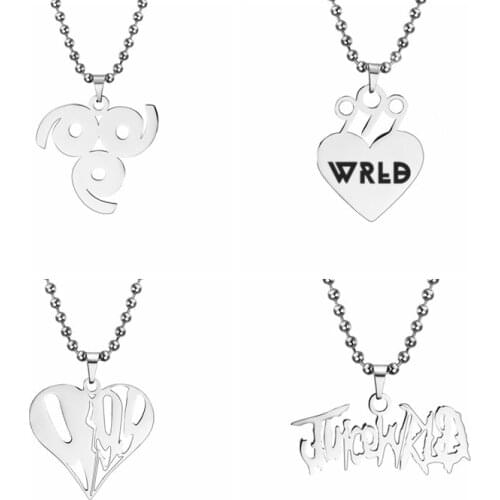 2020 Fashion Heart Pendant Rapper Juice WRLD Necklace Beaded Chain Stainless Steel 999 Wrld Necklaces Gift for Men Fans Jewelry