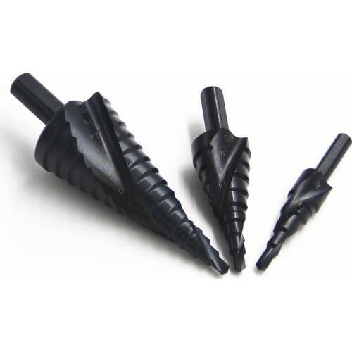 3pcs 4-12/20/32mm HSS Spiral Grooved Center Step Nitriding Mini Cone Drill Bit Solid Carbide Drill Accessories Power Tools Kit