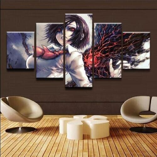 5 Piece Wall Art Canvas Prints Anime Pictures Manga Tokyo Figure Posters Home Room Decor Modern Living Decoration Paintings