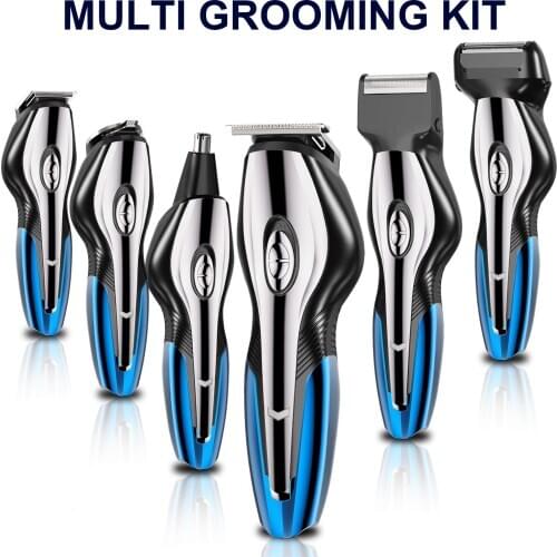 6 In 1 Hair Clippers Beard Trimmer Grooming Kit for Men Cordless Hair Trimmer Body Groomer Nose Trimmer Hair Cutting Kit