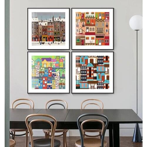 Modern Abstract Works Life Poster Big House Canvas Painting Printing Mural Decoration Wall Family Gift 50x50cm Modern Aesthetics