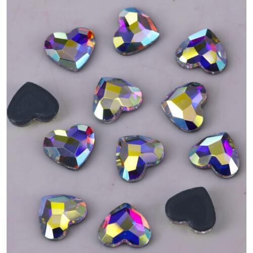 Lead Free High Quality 3mm, 5mm, 6mm, 7mm, 10mm Crystal AB Heart Flat Back Hotfix Rhinestones / Iron On Flat Back Crystals