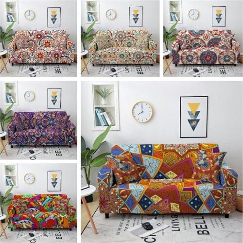 Elastic Sofa Silpcover 3D Mandala Corner Sofa Cover Anti-dirty Couch Cover 1/2/3/4 Seater Sofa Protector Furniture Cover