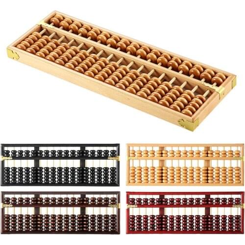 Wooden Abacus Rivets Design Overall Polishing Durable Professional 17 Column Calculator For Bank Financial Accounting