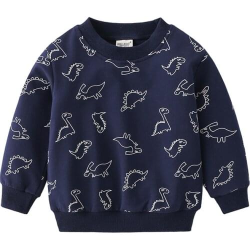 Full Of Dinosaur Boys Sweatshirts Kids Tops Tees Cotton Spring Fall Winter Childrens Clothes