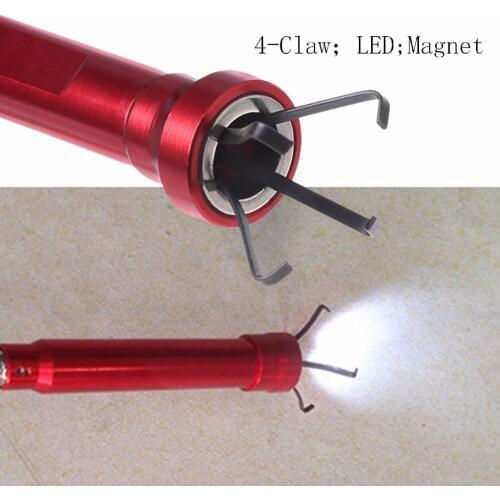 Flexible Pick Up Tool Magnet 4 Claw LED Light Spring Grip Home Toilet Gadget G06 Whosale&DropShip