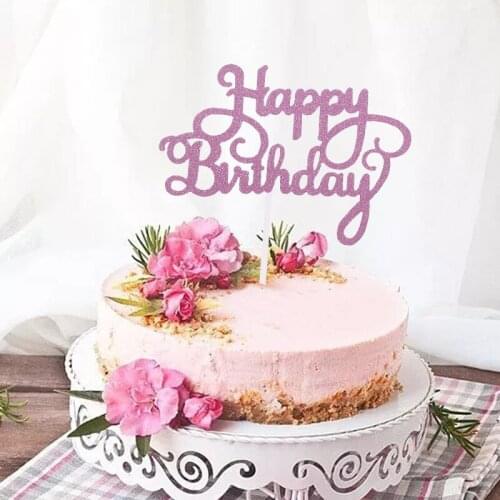 Gittler Happy Birthday Cake Topper Bling Sparkle Decoration Sign Happy Birthday Cake Topper Girl`s Birthday Dessert Decor