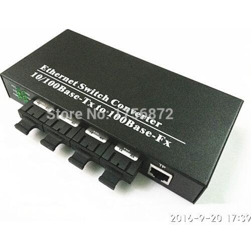 Convergent 100m 4F1E single mode dual fiber 20km 4 fiber ports 1 ethernet ports fiber media converter ethernet switch