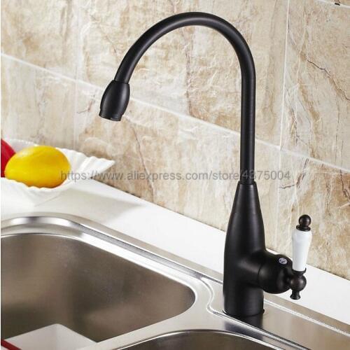 Kitchen Faucet Black Brass Faucet 360 Degree Swivel Single Handle Vessel Sink Vintage Kitchen Mixer Tap Nsf104