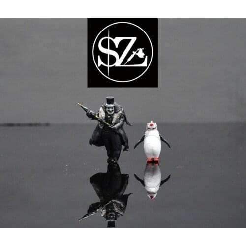 1/64 Scale Resin Diecast Figure Model Animation Villain Penguin Man And Rocket Penguin Scene Layout Collection Toy Free Shipping