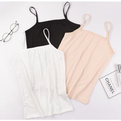 Ladies camisole female summer bottoming shirt word collar solid color small sling female summer comfortable breathable sling