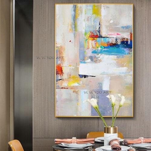 100% Fashion Hand Painted Oil Post Modern Villa Porch Decorative Abstract Thick Living Room Light Luxury Large Mura American