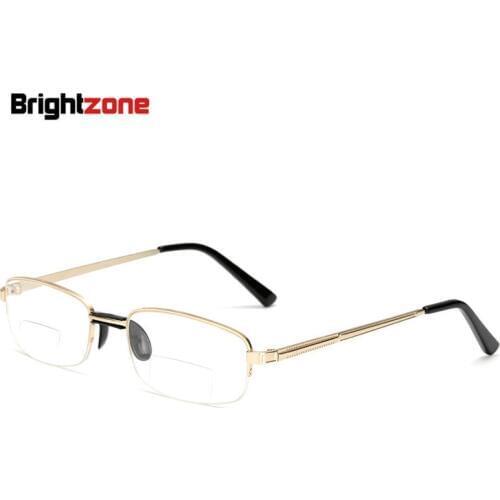 Brightzone Near Elderly Reading Glasses Men Presbyopic Old Women Mirror Metal Half Frame Resin Vintage Diopter Lentes De Lectura