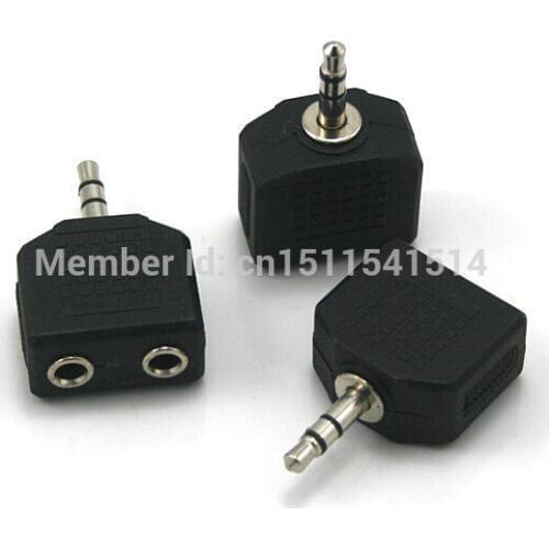 WHOLESALE 300pcs/lot 3.5 mm headphone audio splitter adapter for ipod 1 male to 2 female 3.5mm jack free shipping