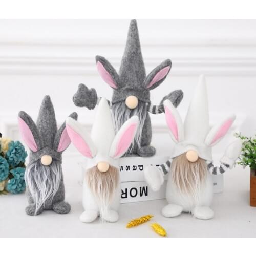 Easter Bunny Gnome Handmade Rabbit Plush Toys Doll Ornaments Kids Easter Decor 11UA