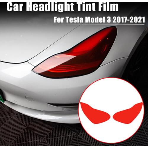 Car Front Headlight Tint Film Black Protective Film Transparent PVC Sticker For Tesla Model 3 2017-2021 Exterior Accessories