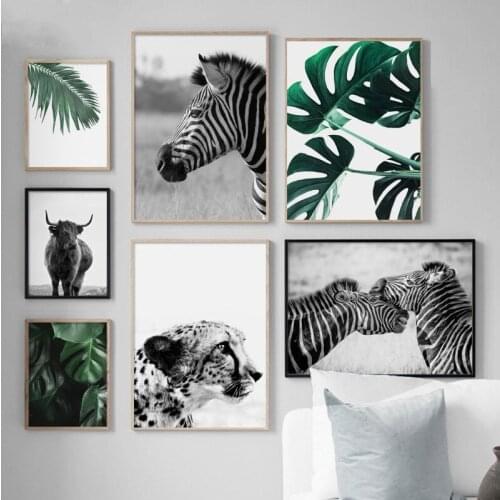 Plam Tree Canvas Wall Art Nordic Poster Animal Plant Black White Paintings Wall Decor Pictures for Home Room Design Noframe
