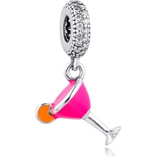 Fits Pandora Bracelet Fruity Cocktail Charms Original 925 Sterling Silver Clear CZ Beads DIY Jewelry Making for Women Berloque