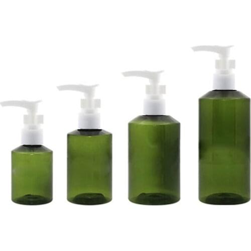 10pcs Lotion Bottle Empty Cosmetic Packaging Dark Green White Beak Head Refillable Plastic Pump Bottles 50ml 100ml 150ml 200ml