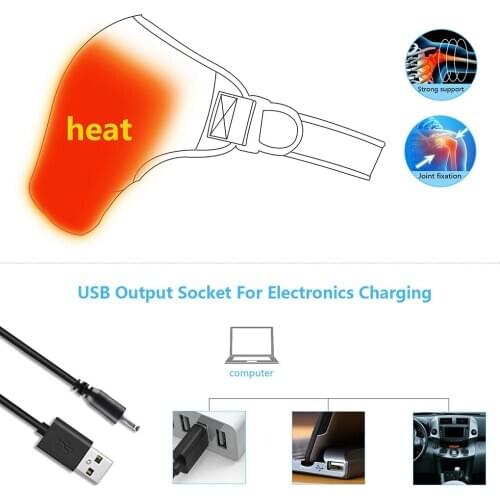 USB Powered Heated Shoulder Brace Adjustable Single Shoulder Support Winter Warmer Wrap Pad Guard US/EU Plug