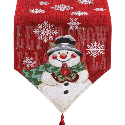 Christmas Snowman Table Runner Holiday Room Decor Centerpiece Xmas Party Dinner Table Decoration Table Mat Pad Tablecloths