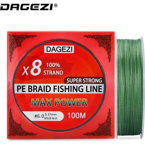 DAGEZI 100m 8 Strand PE Braided Fishing Line 10-80LB Smoother Multifilament Fishing Lines For Carp Fishing Tackle