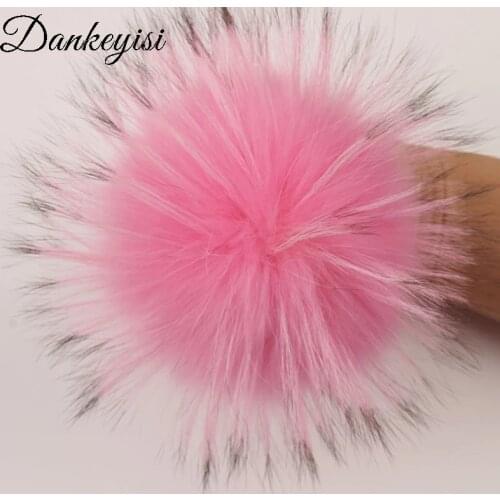 DANKEYISI DIY Real Fur Pompoms Raccoon Fur Pom Poms Balls Natural Fur Pompon For Hats Bags Shoes Scarves Accessories 15-16cm