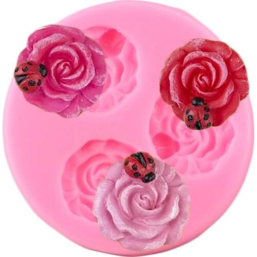 DIY Rose Flower Ladybug Silicone Molds Wedding Chocolate Candy Resin Clay Mold Cupcake Topper Fondant Cake Decorating Tools